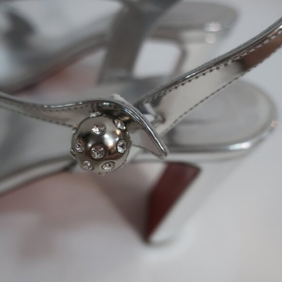 Authentic Christian Louboutin Atmospheria 85-Crystal Silver Strap Heel 39 US/8.5 - Picture 8 of 16